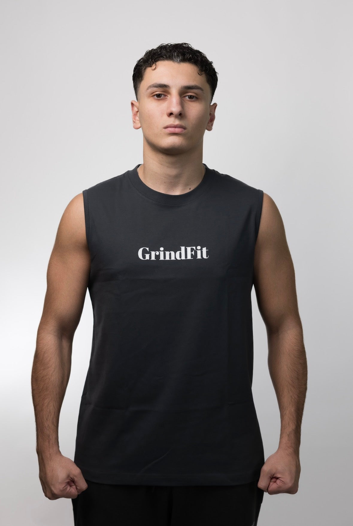 GrindFit Boxing Tank Top in Asphalt Grau – Seitenansicht
