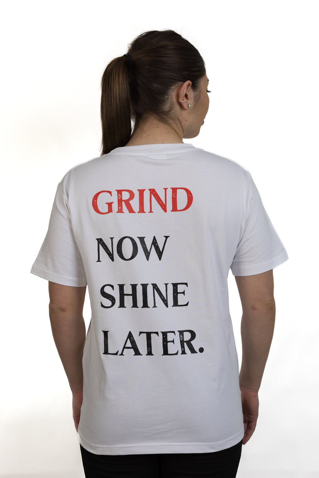 GrindFit Grind Now Shine Later T-Shirt in Weiß – Rückansicht 2