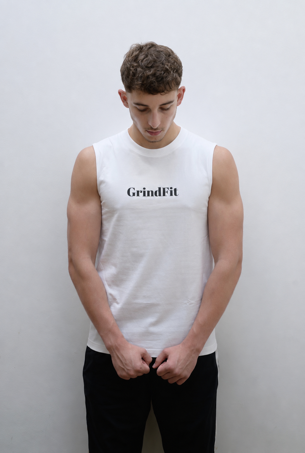 GrindFit Boxing Tank Top in Weiß – Seitenansicht