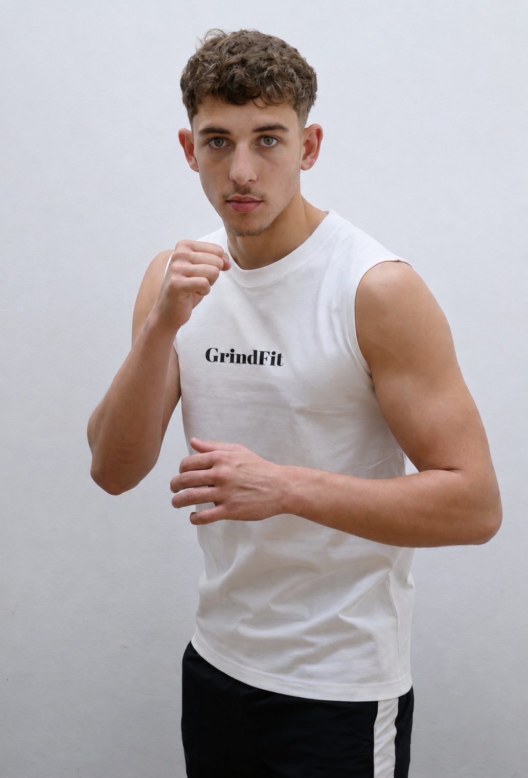 GrindFit Boxing Tank Top in Weiß – Vorderansicht