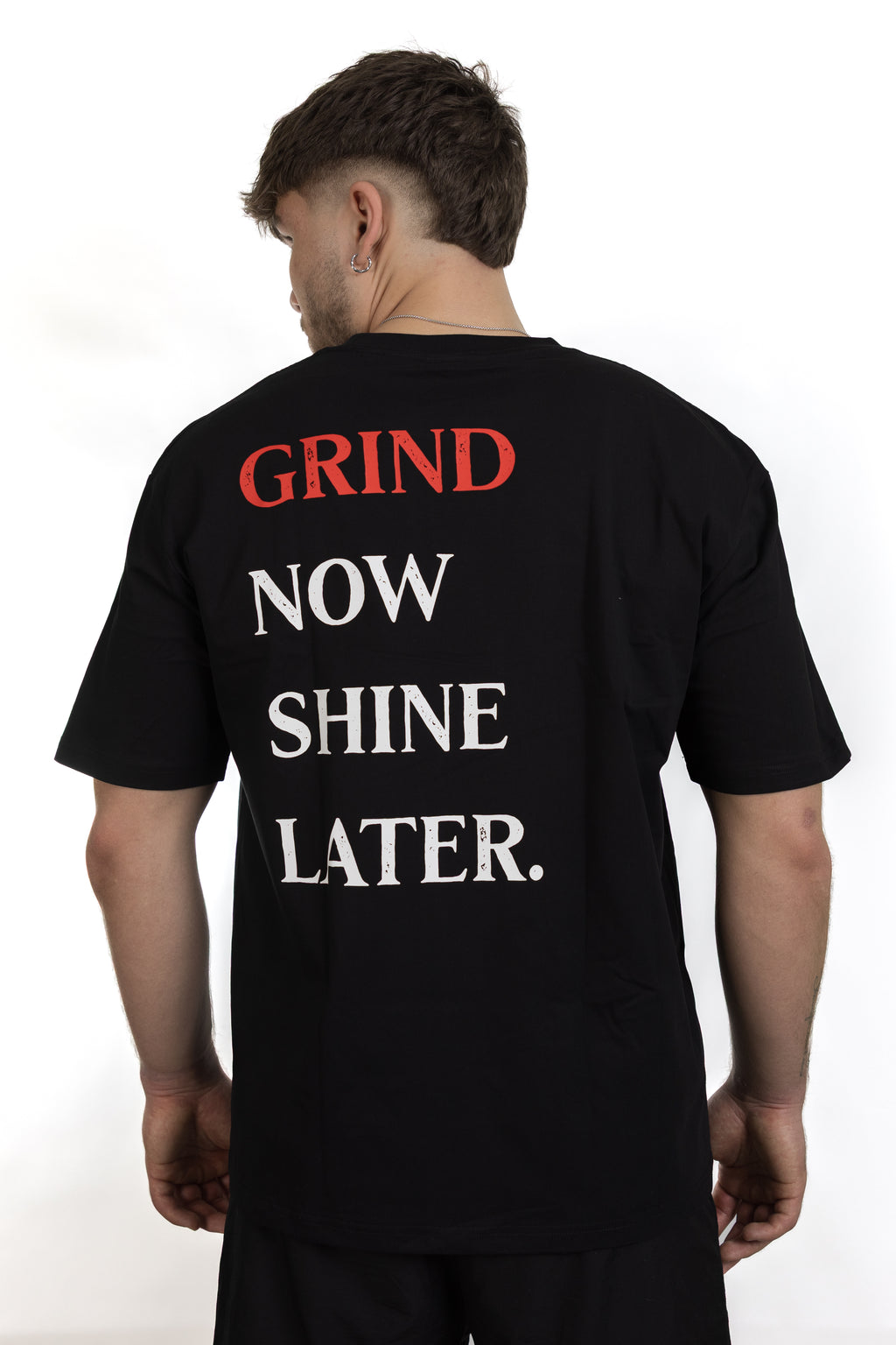 GrindFit Grind Now Shine Later T-Shirt in Schwarz – Rückansicht