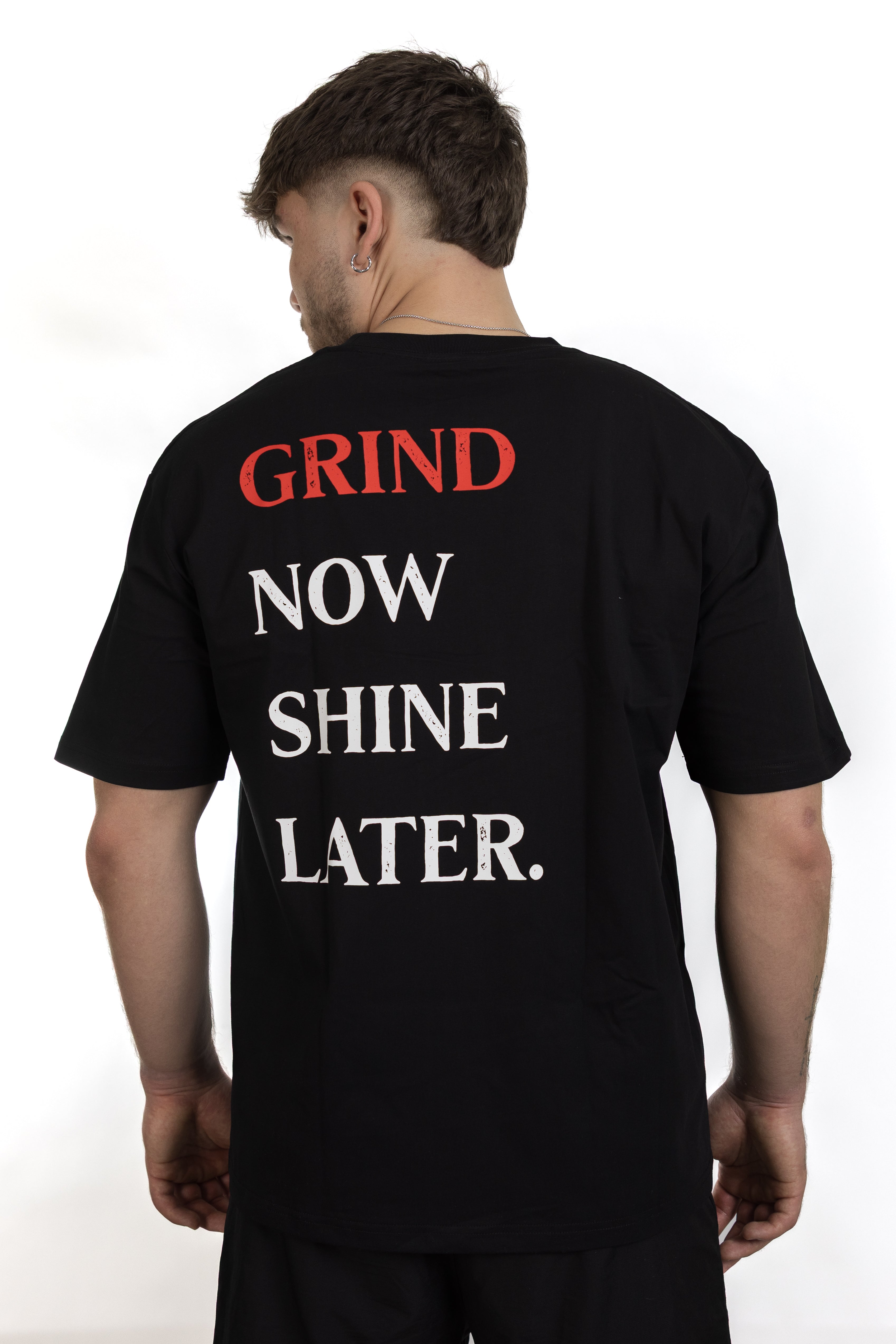 GrindFit Grind Now Shine Later T-Shirt in Schwarz – Rückansicht