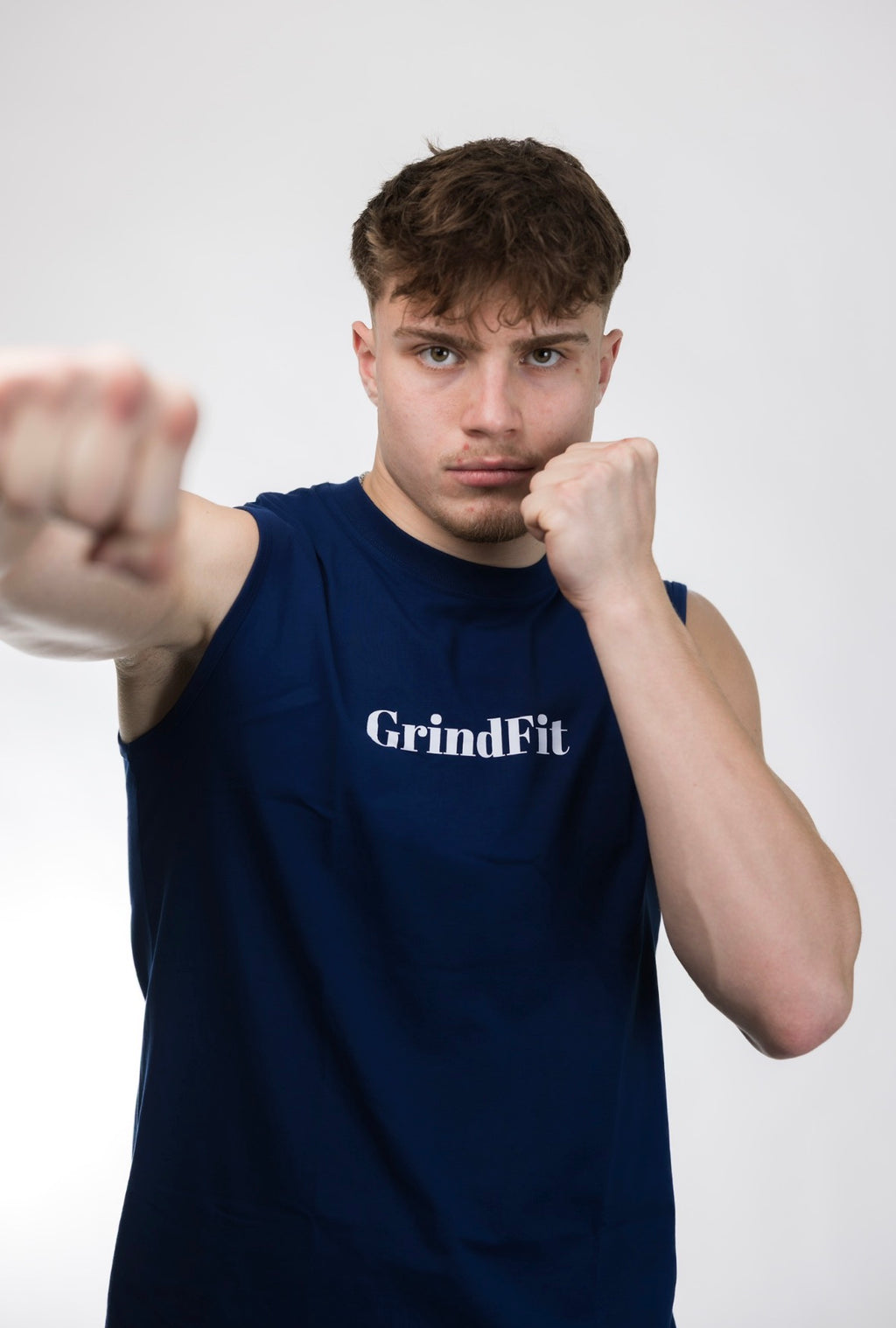GrindFit Boxing Tank Top in Navy – Seitenansicht